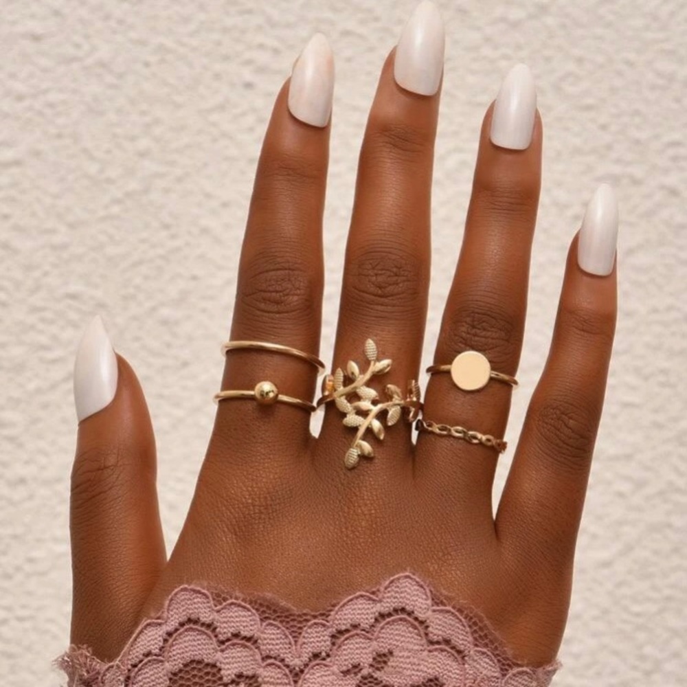 5pcs Leaf Decor Ring Set
